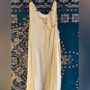 Vila sunny yellow a-line swing chiffon tie waist dress